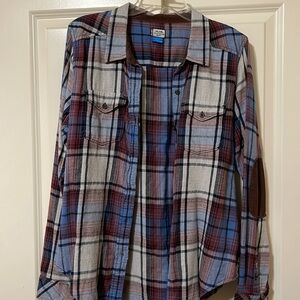 KAVU blue and purple flannel shirt, women’s Medium
